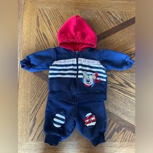 Vintage Infant Boys Two Piece Set. Navy Blue. Size 6 Months